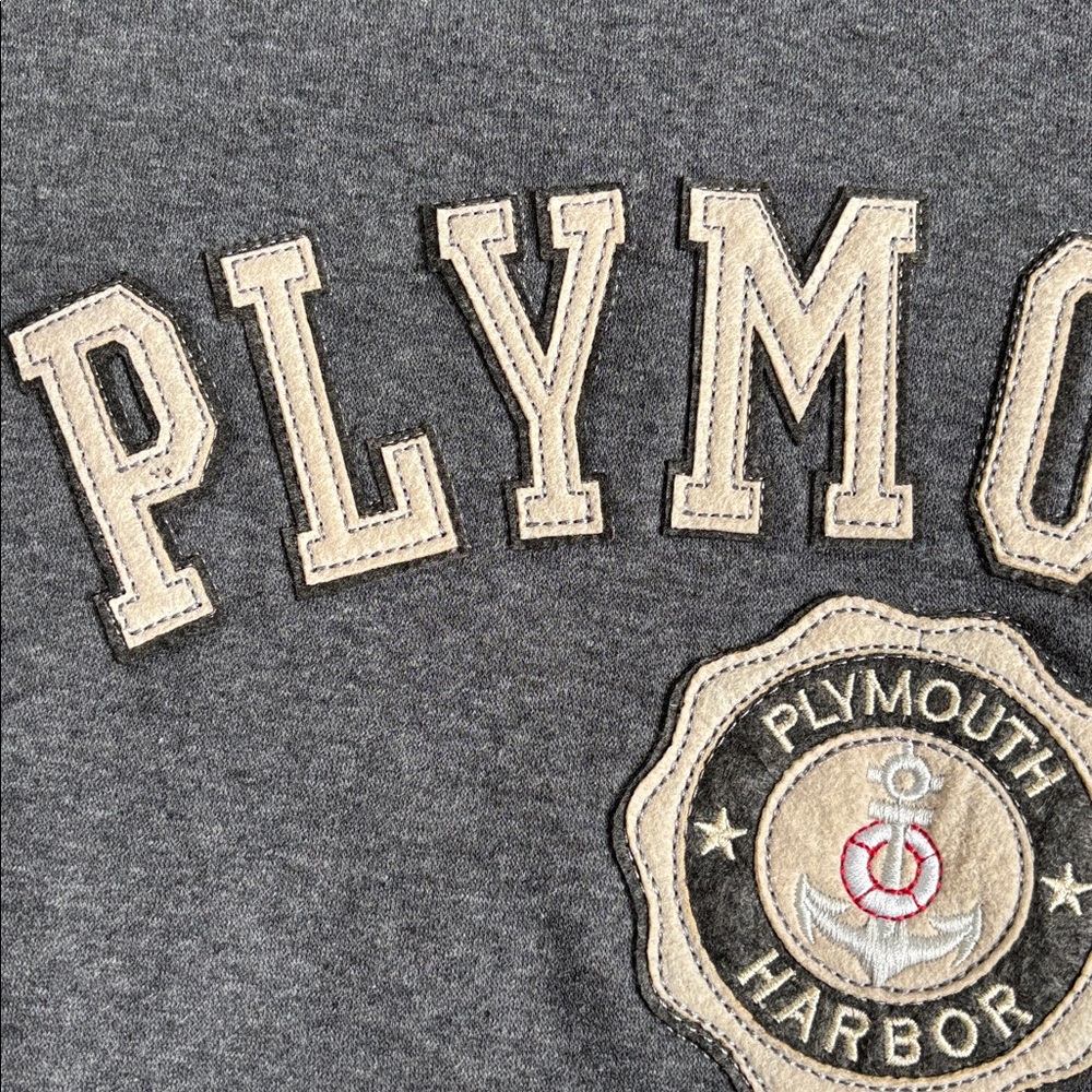 🍦HOST. PICK🍦Plymouth Harbor Massachusetts embroidered Grey Hoodie NWT pockets - Picture 5 of 16